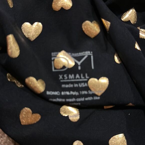DYI Black with Gold Metallic Hearts Leggings - Picture 4 of 5